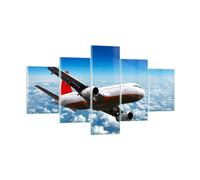 Cuadro Sobre Vidrio 125x70cm Cuadros Pared Pasajeros avión motores nubes Art