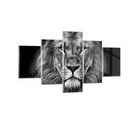 Cuadro Sobre Vidrio 125x70cm Cuadros Pared Retrato León Blanco Y Negro Wall Art