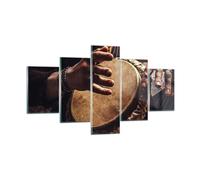 Cuadro Sobre Vidrio 125x70cm Cuadros Pared Tambor India Músico Wall Art Prints