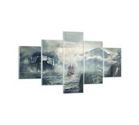 Cuadro Sobre Vidrio 125x70cm Cuadros Pared Tormenta Montañas Velero Wall Art