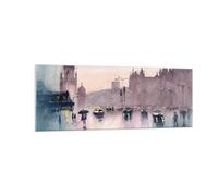 Cuadro Sobre Vidrio 140x50cm Cuadros Pared Acuarela Ciudad Monumentos Históricos
