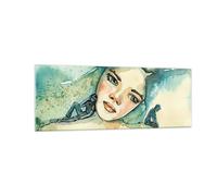 Cuadro Sobre Vidrio 140x50cm Cuadros Pared Acuarela Mujer Emociones Wall Art