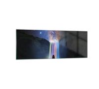 Cuadro Sobre Vidrio 140x50cm Cuadros Pared Cascada Las Estrellas Meditación Art