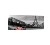 Cuadro Sobre Vidrio 140x50cm Cuadros Pared Coche Eiffle cultura arquitectura Art