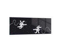 Cuadro Sobre Vidrio 140x50cm Cuadros Pared Dibujos animados astronautas cosmos