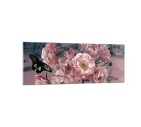 Cuadro Sobre Vidrio 140x50cm Cuadros Pared Flores Mariposa Nubes Wall Art Prints