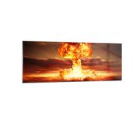 Cuadro Sobre Vidrio 140x50cm Cuadros Pared Guerra bomba nuclear seta apocalipsis