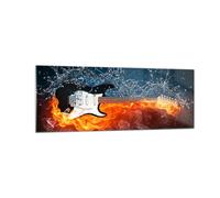Cuadro Sobre Vidrio 140x50cm Cuadros Pared Guitarra Instrumento Música Wall Art