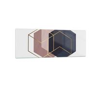 Cuadro Sobre Vidrio 140x50cm Cuadros Pared Hexágonos Moderno Oro Wall Art Prints