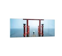 Cuadro Sobre Vidrio 140x50cm Cuadros Pared Itsukushima-Jinja Templo Paraguas Art