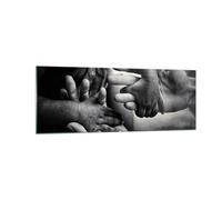 Cuadro Sobre Vidrio 140x50cm Cuadros Pared Manos Tolerancia Comunidad Wall Art