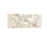 Cuadro Sobre Vidrio 140x50cm Cuadros Pared Mapa Mundo clásico continentes Art