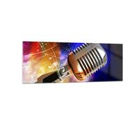 Cuadro Sobre Vidrio 140x50cm Cuadros Pared Micrófono música cantante Wall Art