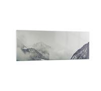 Cuadro Sobre Vidrio 140x50cm Cuadros Pared Montañas Bosque Niebla Wall Art