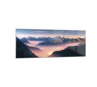 Cuadro Sobre Vidrio 140x50cm Cuadros Pared Montañas Nubes Niebla Wall Art Prints