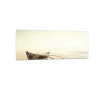 Cuadro Sobre Vidrio 140x50cm Cuadros Pared Łódź Naufragio Mar Wall Art Prints