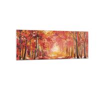 Cuadro Sobre Vidrio 140x50cm Cuadros Pared Otoño Bosque Rojo Wall Art Prints
