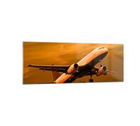Cuadro Sobre Vidrio 140x50cm Cuadros Pared Pasajeros avión avión alas Wall Art