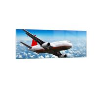Cuadro Sobre Vidrio 140x50cm Cuadros Pared Pasajeros avión motores nubes Art
