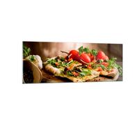 Cuadro Sobre Vidrio 140x50cm Cuadros Pared Pizza vegetariana italia comida Art