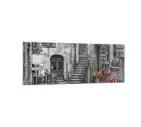 Cuadro Sobre Vidrio 140x50cm Cuadros Pared rojo bicicleta avenida Wall Art