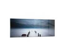 Cuadro Sobre Vidrio 140x50cm Cuadros Pared Rompeolas Niebla Noche Wall Art