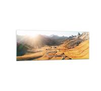 Cuadro Sobre Vidrio 140x50cm Cuadros Pared Sol Montañas Camino Wall Art Prints