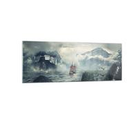 Cuadro Sobre Vidrio 140x50cm Cuadros Pared Tormenta Montañas Velero Wall Art