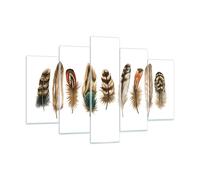 Cuadro Sobre Vidrio 150x100cm Cuadros Pared Blanco Fondo Plumas Wall Art Prints