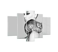 Cuadro Sobre Vidrio 150x100cm Cuadros Pared Chinchilla Mujer Retrato Wall Art