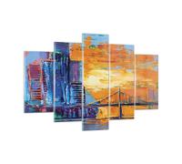 Cuadro Sobre Vidrio 150x100cm Cuadros Pared Ciudad Puente Empasto Wall Art