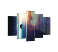 Cuadro Sobre Vidrio 150x100cm Cuadros Pared Cosmos astronauta planeta Wall Art