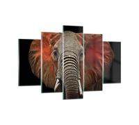 Cuadro Sobre Vidrio 150x100cm Cuadros Pared Elefante Rojo Orejas Wall Art Prints
