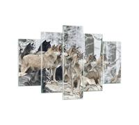 Cuadro Sobre Vidrio 150x100cm Cuadros Pared Manada Lobos Invierno Wall Art
