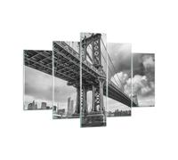 Cuadro Sobre Vidrio 150x100cm Cuadros Pared Manhattan Puente Blanco Y Negro Art