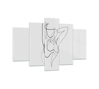 Cuadro Sobre Vidrio 150x100cm Cuadros Pared Mujer Lápiz Línea Wall Art Prints