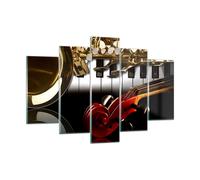Cuadro Sobre Vidrio 150x100cm Cuadros Pared Piano claves música instrumentos Art