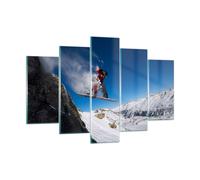 Cuadro Sobre Vidrio 150x100cm Cuadros Pared Snowboard invierno montaña pico Art