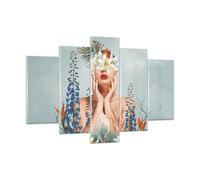 Cuadro Sobre Vidrio 150x100cm Cuadros Pared Surrealista Mujer Flores Wall Art
