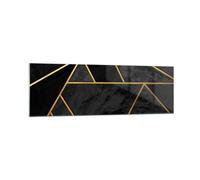 Cuadro Sobre Vidrio 160x50cm Cuadros Pared Abstracción Oro Negro Wall Art Prints