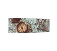Cuadro Sobre Vidrio 160x50cm Cuadros Pared Brújula Vintage Mapa Wall Art Prints