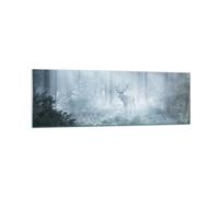 Cuadro Sobre Vidrio 160x50cm Cuadros Pared Ciervo Bosque Amanecer Wall Art