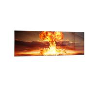 Cuadro Sobre Vidrio 160x50cm Cuadros Pared Guerra bomba nuclear seta apocalipsis
