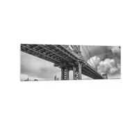 Cuadro Sobre Vidrio 160x50cm Cuadros Pared Manhattan Puente Blanco Y Negro Art