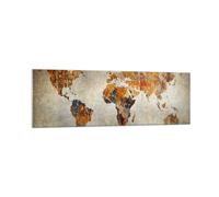 Cuadro Sobre Vidrio 160x50cm Cuadros Pared Mundo Mapa Continentes geografía Art
