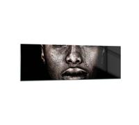 Cuadro Sobre Vidrio 160x50cm Cuadros Pared Negro Retrato Lágrima Wall Art Prints
