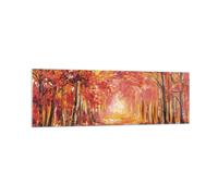 Cuadro Sobre Vidrio 160x50cm Cuadros Pared Otoño Bosque Rojo Wall Art Prints