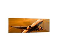 Cuadro Sobre Vidrio 160x50cm Cuadros Pared Pasajeros avión avión alas Wall Art