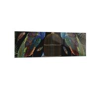 Cuadro Sobre Vidrio 160x50cm Cuadros Pared Pavos reales Oro Jaula Wall Art