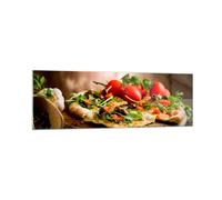 Cuadro Sobre Vidrio 160x50cm Cuadros Pared Pizza vegetariana italia comida Art